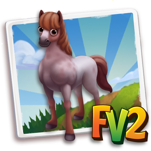 Horse Adult Roanquarterstrawberry, , Robert just raised a Strawberry Roan Quarter Horse to an adult!, Robert has finished feeding his Strawberry Roan Quarter Horse in FarmVille 2! Grab an extra baby bottle to feed your own baby animals!