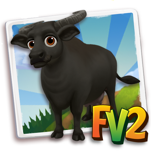 Cow Adult Waterbuffaloblack, , Kalhu just raised a Black Water Buffalo to an adult!, Kalhu has finished feeding her Black Water Buffalo in FarmVille 2! Grab an extra baby bottle to feed your own baby animals!